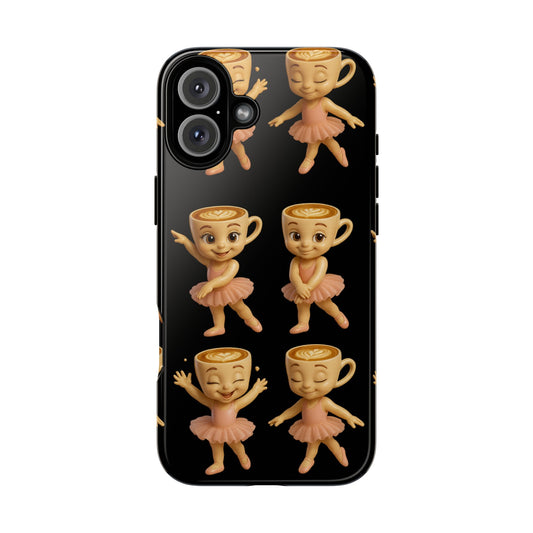 Ballerina Cappucina Phone Case Black - Fun Ballerina Design for Coffee Lovers