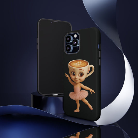 Ballerina Cappucina Phone Case Black - Fun Ballerina Design for Coffee Lovers